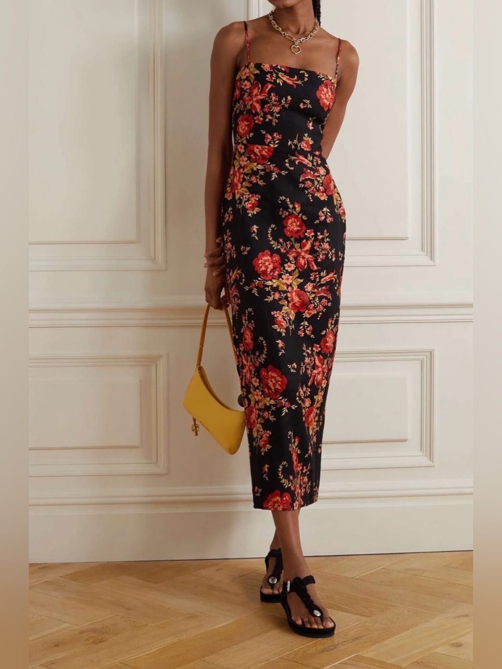 Reformation 4 Frankie Linen Maxi Dress Floral